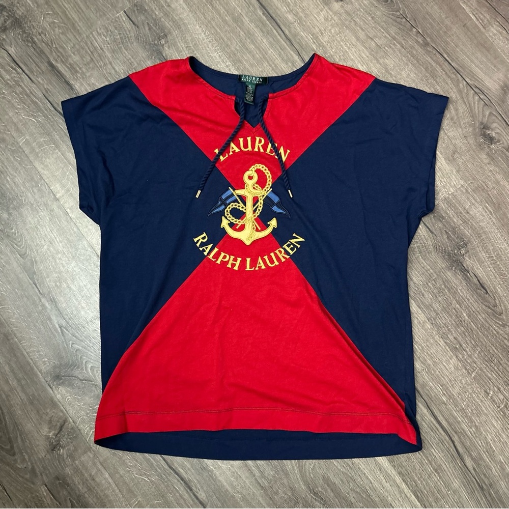 Lauren Ralph Lauren Short Sleeve Drawstring Blouse Size Xlarge